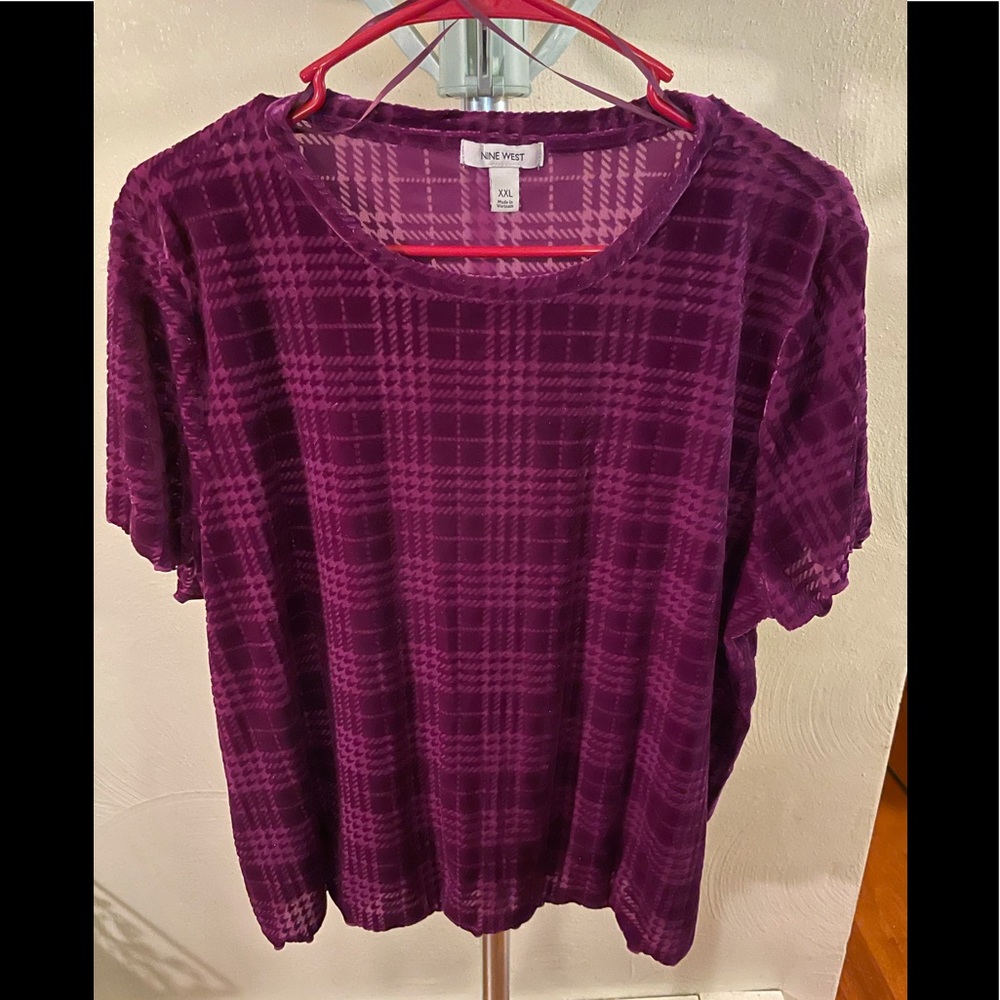 Crushed velvet magenta top
